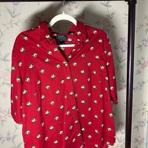 Ralph Lauren Red Floral Button Down Shirt